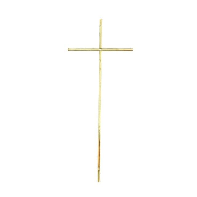 Flat Funeral Casket Cross For Coffin Lid Shining Gold Polished